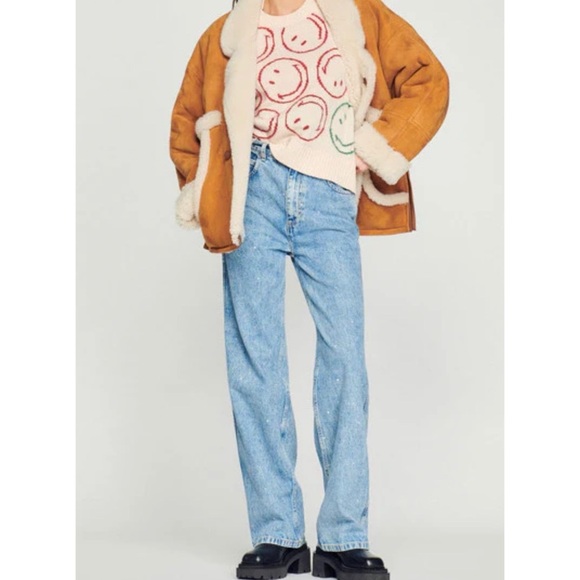 SANDRO X Smiley wool and cashmere blend Crewneck sweater NEW - Picture 3 of 10